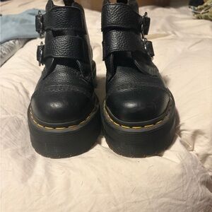 Dr. Martens Black Leather Ankle Boots with Buckles